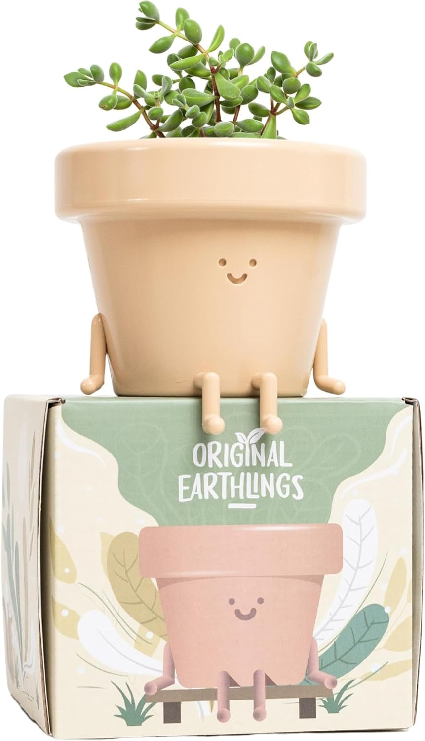 Legs Out Pot - 3.5 Inch Cute Plant Pot - Plastic Funny Planter with Drainage - Unique Cactus Plant Lover Gift - Small Succulent Face Flower Pot - Cute Plant Gifts for Plant Lovers