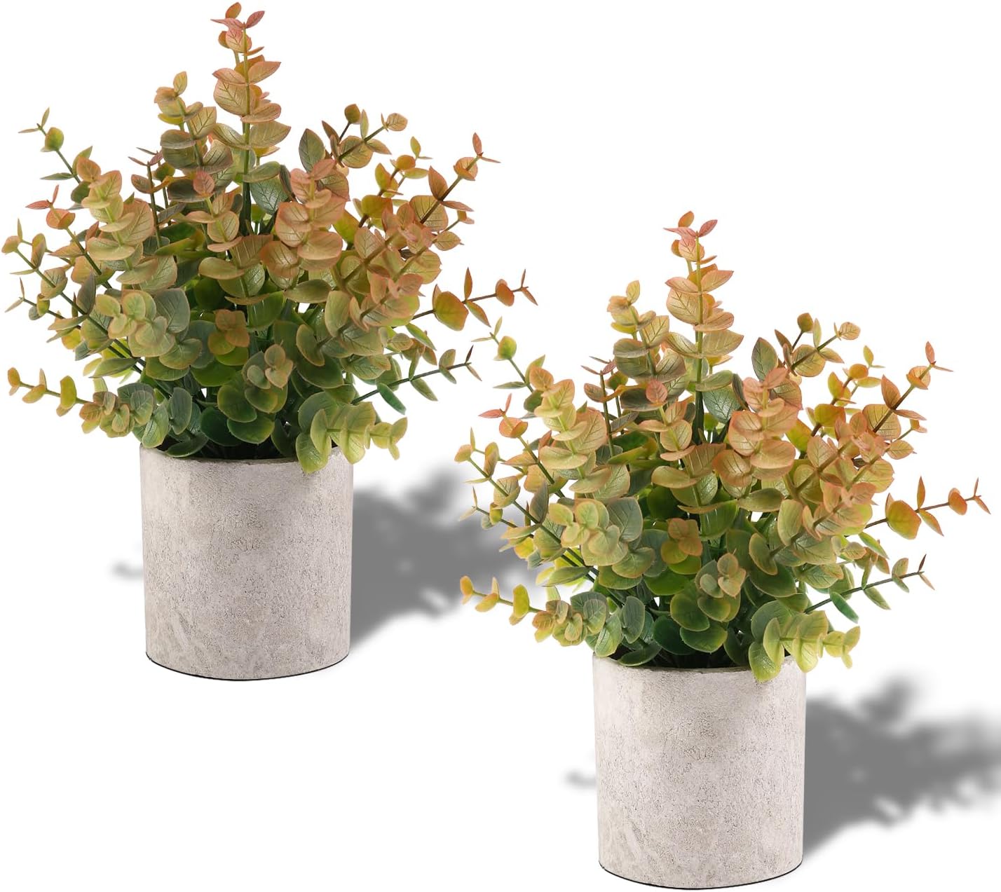 2 Pack Small Fake Plants Eucalyptus Potted Artificial Plants for Shelf Desk Home Bathroom Farmhouse Room Coffee Table Decor (Sage Green)