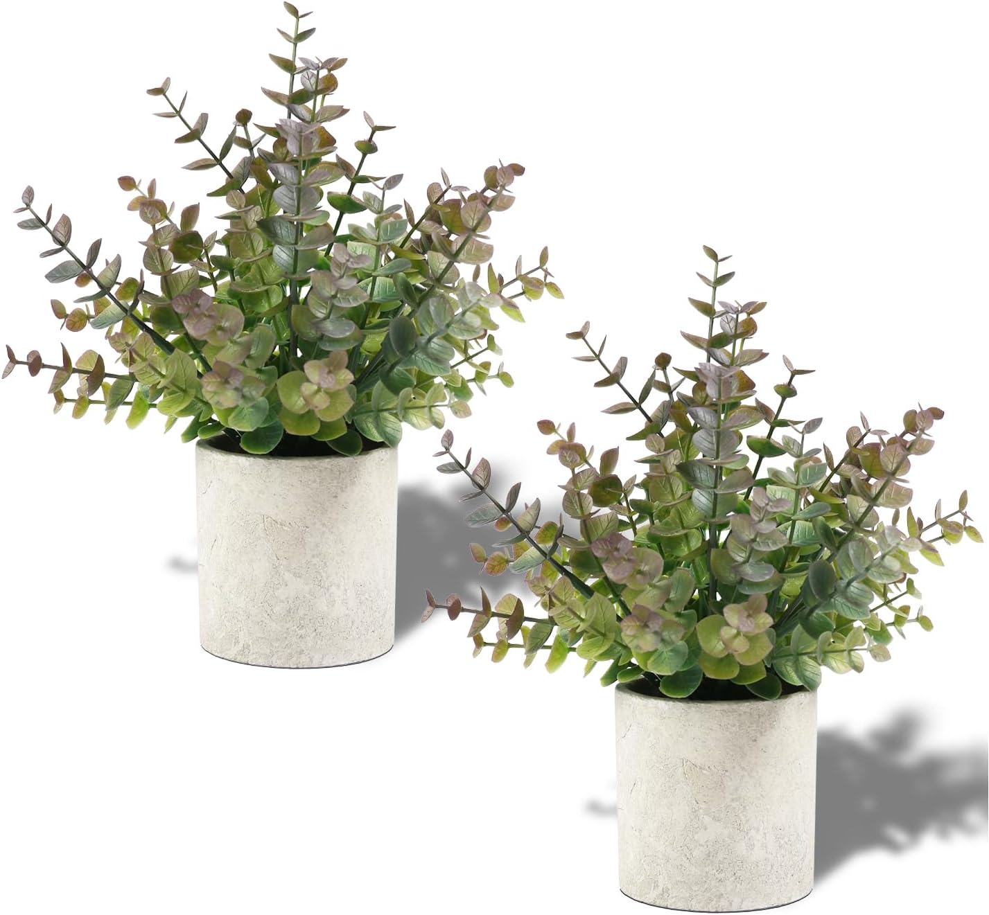 2 Pack Small Fake Plants Eucalyptus Potted Artificial Plants for Shelf Desk Home Bathroom Farmhouse Room Coffee Table Decor (Sage Green)