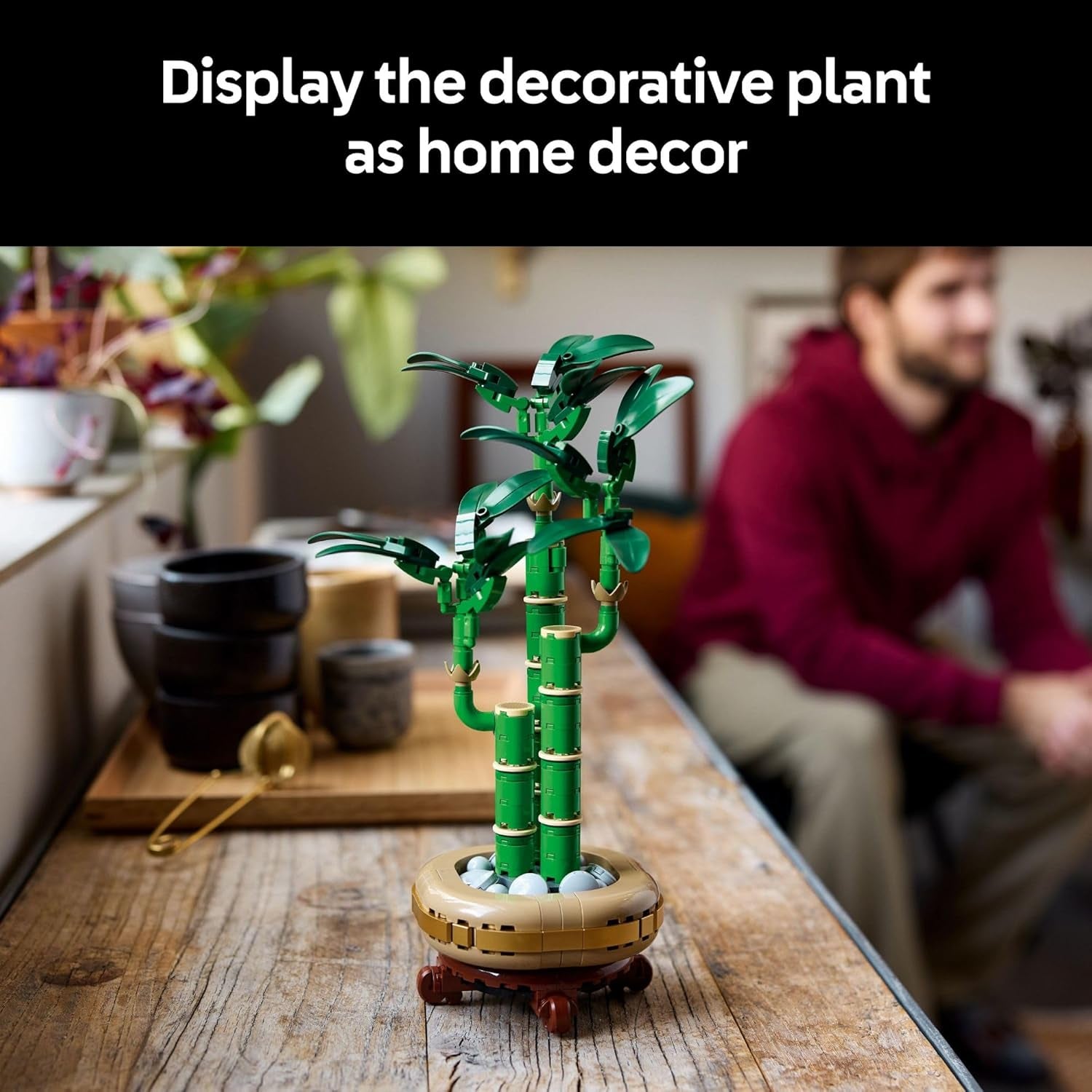 Botanicals Lucky Bamboo Building Set - Artificial Plant for Indoor Home Décor, Adults Ages 18+ - Fake Plant Decoration for Table, Desk, Office - Unique Gift for Her & Him - 10344